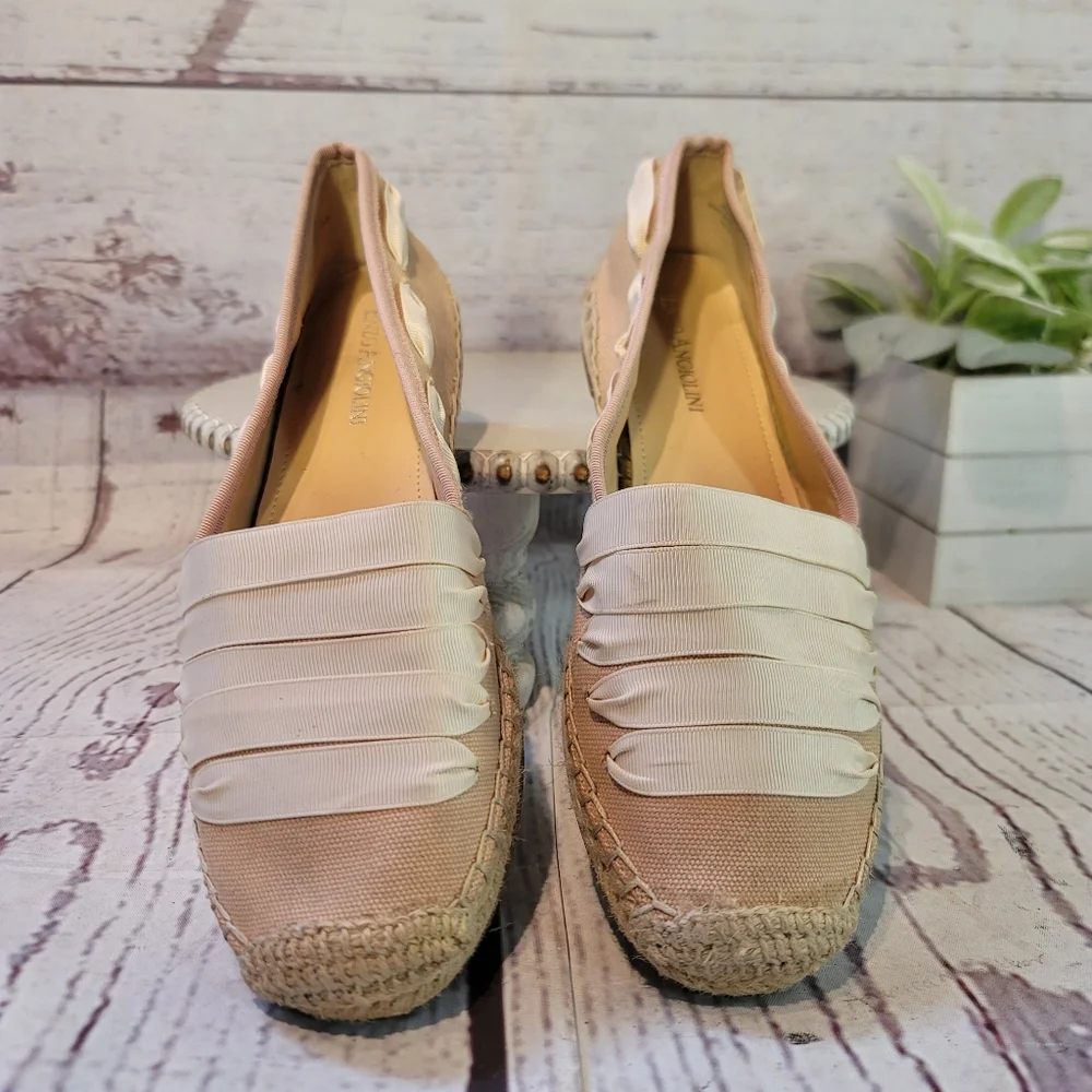 Enzo Angiolini Elegant Powdered Pink Canvas Espadrille Slipon Flats Size 7M